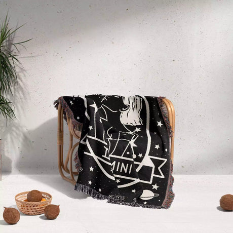 Gemini Zodiac Sign Astrology Woman Woven Throw Blanket Tapestry - DesignerOllie.com