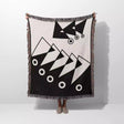 Geometric Art Black and White Woven Throw Blanket - DesignerOllie.com