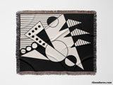 Geometric Design Black and White Woven Throw Blanket