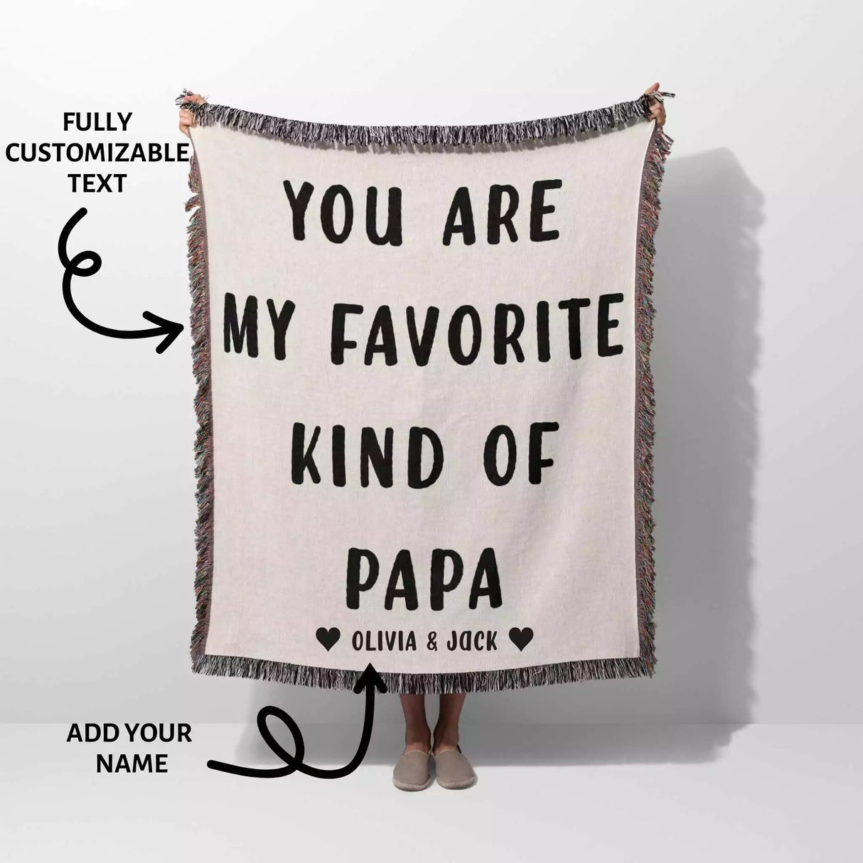 Gift for Papa for Father’s Day, Birthday, Christmas Gift Idea, Personalized Woven Throw Blanket - DesignerOllie.com