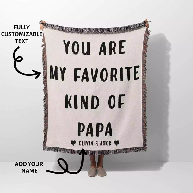 Gift for Papa for Father’s Day, Birthday, Christmas Gift Idea, Personalized Woven Throw Blanket - DesignerOllie.com