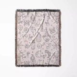 Halloween Black and White Line Art Woven Throw Blanket and Tapestry - DesignerOllie.com