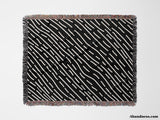 Hand Drawn Lines Black and White Monochrome Woven Throw Blanket and Tapestry