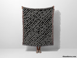 Hand Drawn Lines Black and White Monochrome Woven Throw Blanket and Tapestry