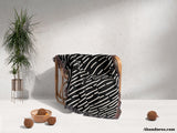 Hand Drawn Lines Black and White Monochrome Woven Throw Blanket and Tapestry