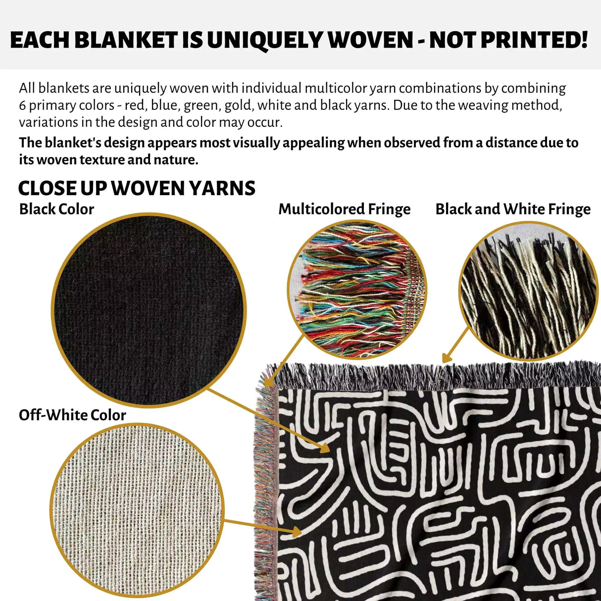 Hand Drawn Lines Black and White Woven Throw Blanket and Tapestry - DesignerOllie.com