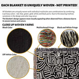 Hand Drawn Lines Black and White Woven Throw Blanket and Tapestry - DesignerOllie.com