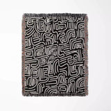 Hand Drawn Lines Black and White Woven Throw Blanket and Tapestry - DesignerOllie.com