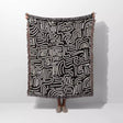 Hand Drawn Lines Black and White Woven Throw Blanket and Tapestry - DesignerOllie.com