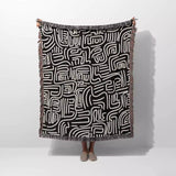 Hand Drawn Lines Black and White Woven Throw Blanket and Tapestry - DesignerOllie.com