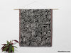 Hand Drawn Lines Black and White Woven Throw Blanket and Tapestry