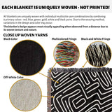 Hand Drawn Maze Black and White Monochrome Woven Throw Blanket and Tapestry - DesignerOllie.com