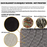 Japanese Wave Black and White Pattern Woven Throw Blanket and Tapestry - DesignerOllie.com
