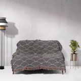 Japanese Wave Black and White Pattern Woven Throw Blanket and Tapestry - DesignerOllie.com