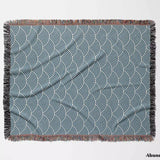 Japanese Wave Blue Pattern Woven Throw Blanket and Tapestry - DesignerOllie.com