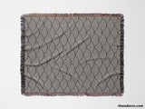 Japanese Wave Pattern Black And White Woven Throw Blanket and Tapestry