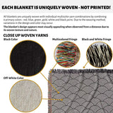 Japanese Wave Pattern Black And White Woven Throw Blanket and Tapestry - DesignerOllie.com