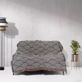 Japanese Wave Pattern Black And White Woven Throw Blanket and Tapestry - DesignerOllie.com