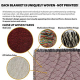 Japanese Wave Pattern Red Woven Throw Blanket and Tapestry - DesignerOllie.com