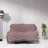 Japanese Wave Pattern Red Woven Throw Blanket and Tapestry - DesignerOllie.com