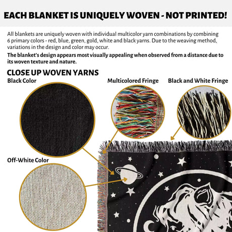 Leo Zodiac Sign Astrology Woman Woven Throw Blanket Tapestry - DesignerOllie.com