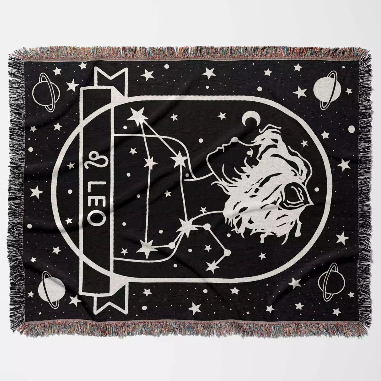 Leo Zodiac Sign Astrology Woman Woven Throw Blanket Tapestry - DesignerOllie.com