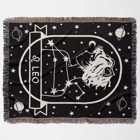 Leo Zodiac Sign Astrology Woman Woven Throw Blanket Tapestry - DesignerOllie.com