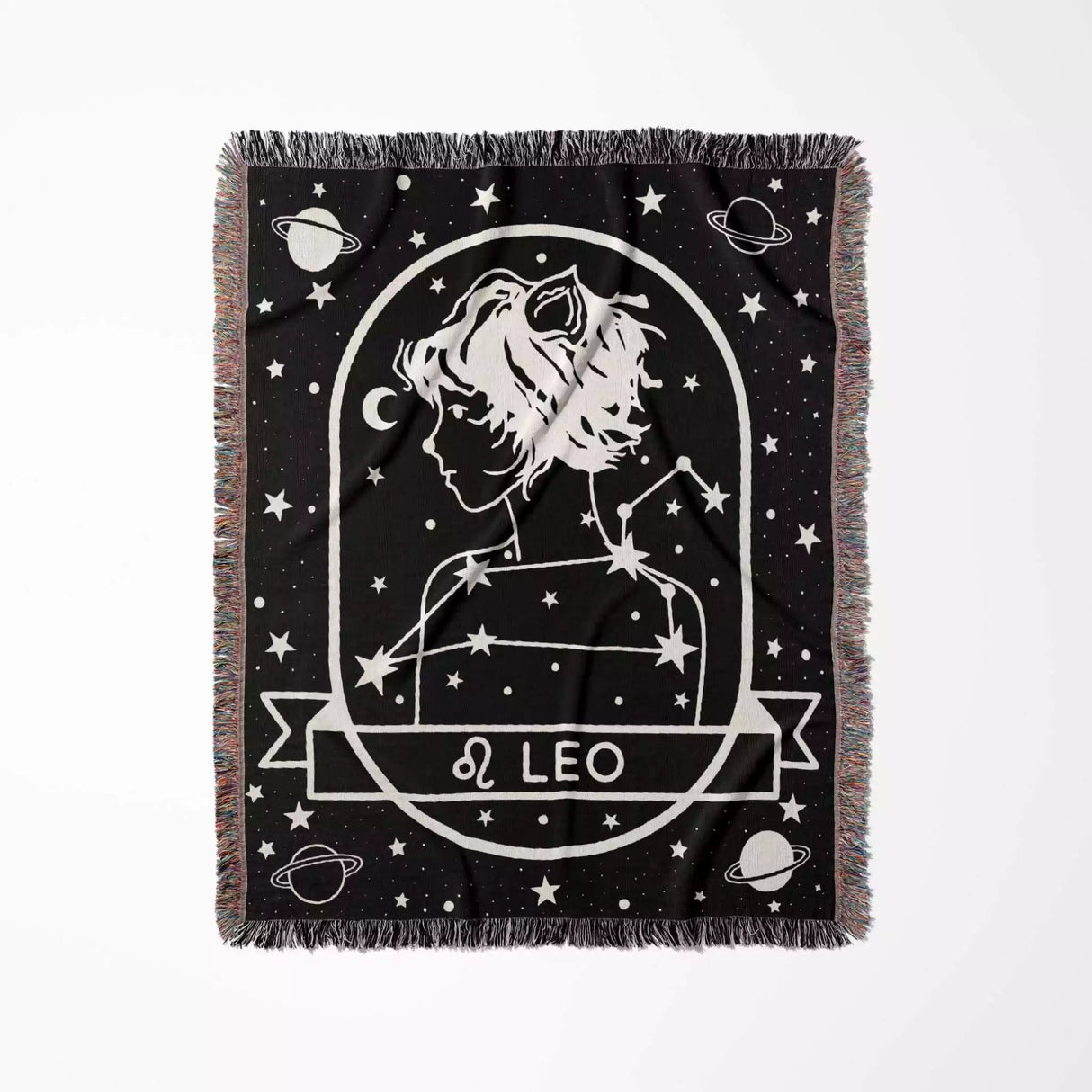 Leo Zodiac Sign Astrology Woman Woven Throw Blanket Tapestry - DesignerOllie.com