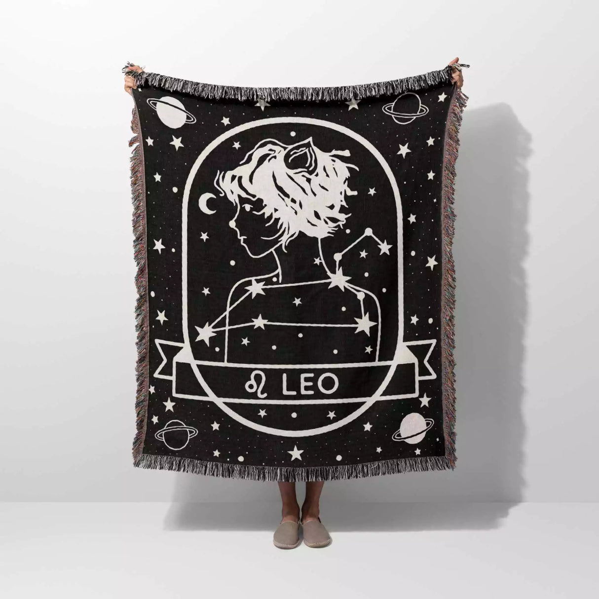 Leo Zodiac Sign Astrology Woman Woven Throw Blanket Tapestry - DesignerOllie.com