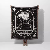 Leo Zodiac Sign Astrology Woman Woven Throw Blanket Tapestry - DesignerOllie.com