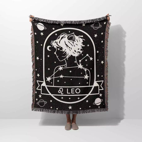 Leo Zodiac Sign Astrology Woman Woven Throw Blanket Tapestry - DesignerOllie.com