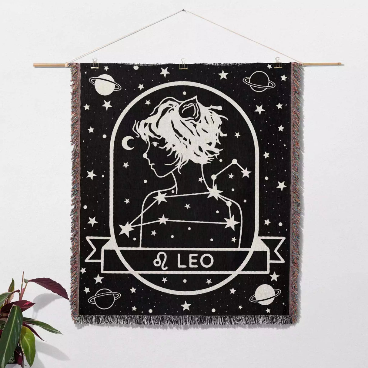 Leo Zodiac Sign Astrology Woman Woven Throw Blanket Tapestry - DesignerOllie.com