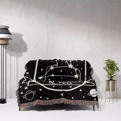 Leo Zodiac Sign Astrology Woman Woven Throw Blanket Tapestry - DesignerOllie.com
