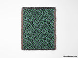 Leopard Animal Print Blue and Green Woven Throw Blanket and Tapestry