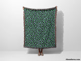 Leopard Animal Print Blue and Green Woven Throw Blanket and Tapestry