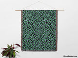 Leopard Animal Print Blue and Green Woven Throw Blanket and Tapestry