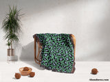 Leopard Animal Print Blue and Green Woven Throw Blanket and Tapestry