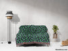 Leopard Animal Print Blue and Green Woven Throw Blanket and Tapestry