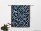 Leopard Animal Print Blue and Light Blue Woven Throw Blanket and Tapestry