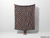 Leopard Animal Print Blue and Light Red Woven Throw Blanket and Tapestry