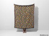 Leopard Animal Print Blue and Orange Woven Throw Blanket and Tapestry