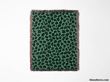 Leopard Animal Print Forest Green and Light Green Woven Throw Blanket and Tapestry