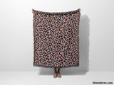 Leopard Animal Print Light Blue and Red Woven Throw Blanket and Tapestry