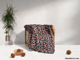 Leopard Animal Print Light Blue and Red Woven Throw Blanket and Tapestry