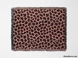 Leopard Animal Print Red and Light Red Woven Throw Blanket and Tapestry