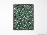 Leopard Animal Print White and Green Woven Throw Blanket and Tapestry