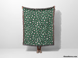 Leopard Animal Print White and Green Woven Throw Blanket and Tapestry