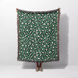 Leopard Animal Print White and Green Woven Throw Blanket and Tapestry - DesignerOllie.com
