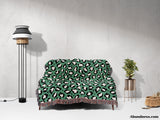 Leopard Animal Print White and Green Woven Throw Blanket and Tapestry