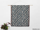 Leopard Print Black and Blue Woven Throw Blanket and Tapestry